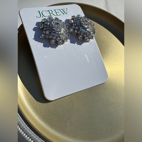 J. Crew Silver Statement Earrings Unique Design New - Picture 2 of 4